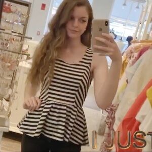 Rolla Coster Black & White Striped Peplum Top